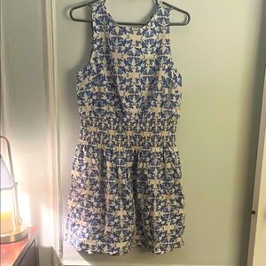 Blue and White Linen Mini Sundress